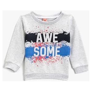 Koton Awesome Bedrukt sweatshirt Crew Neck Trainingsshirt voor jongens, lichtgrijs (krm), Size: 18/24 mesi