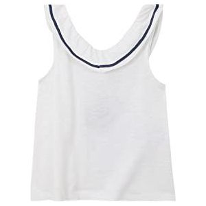 Gocco Ruw T-shirt met chiffon hals voor meisjes, Gebroken wit, 11-12 Jaren