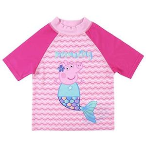 Peppa Pig Meisjes Zwemkleding T-shirt - Roze - Maat 18 Maanden - Sneldrogende Stof - Peppa Pig Zeemeermin Opdruk - Origineel Product Ontworpen in Spanje