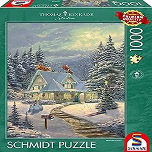 Schmidt Spiele 59935 Thomas Kinkade, Op kerstavond, puzzel van 1000 stukjes