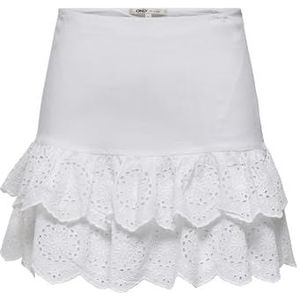 ONLY Dames Onlellyn Mw Layered Skirt WVN, wit (bright white), M