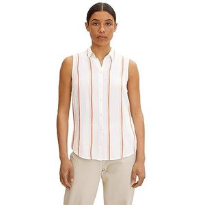 TOM TAILOR Dames Basic blouse-top 1031259, 29556 - Offwhite Vertical Paint Stripe, 34