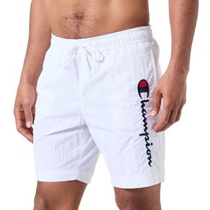 Champion Legacy Icons Strandshorts - Crinkle Taslon Contrast Logo Bermuda Shorts, Wit, XL Heren SS24, Wit, XL