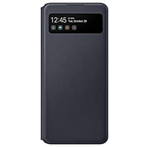 Samsung S View Wallet Smartphone Cover EF-EA426P voor Galaxy A42 5G, telefoonhoes, schokbestendig, bescherming, case, geïntegreerd kijkvenster, met creditcardsleuf, zwart