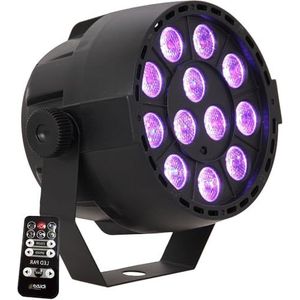 Ibiza - PAR-MINI-RGB3 - PAR spot met 12 RGB LED's van elk 3W 3-IN-1 met stroboscoopeffect - Zwart