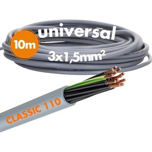 10 meter Lapp 1119303 Ölflex Classic 110 PVC stuurleiding 3x1,5 mm² met groen-gele beschermgeleider 3G1,5 mm² I stuurkabel 3-aderig I kabel 3-aderig