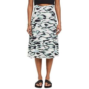 ESPRIT Collection Satijnen rok met allover-print, emerald green, 38