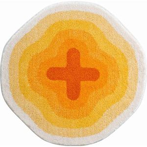 Grund Design badmat KARIM RASHID, Ultrazacht en absorberend, Antislip, 5 jaar garantie, KARIM 03, Badmat 90 cm rond, geel