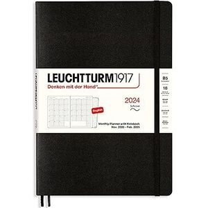 LEUCHTTURM1917 367571 Maandplanner met notitieboek, softcover, compositie (B5) 2024, 16 maanden, zwart, Engels