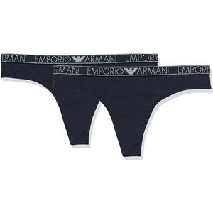 Emporio Armani Dames Thong Panties (verpakking van 2 stuks), marineblauw, S