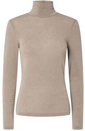 T-shirt - Hoge Hals - Lange Mouwen - Regular Fit - Zwart - Viscose/Wol