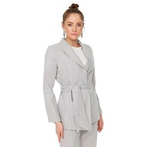 Trendyol Vrouwen Regular Standaard Revers Kraag Geweven Blazer, Grijs, 64