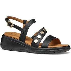 Meliconia - City Wedge Sandalen - Zwart - Leer - Lichtgewicht
