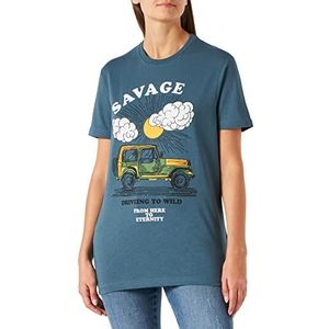 Springfield Fresh Peaches T-shirt, donkergrijs, normaal voor dames, Donkergrijs, XS