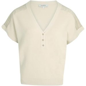 Morgan Damestrui met korte mouwen, V-hals, wit, maat S, Lichtbeige, S