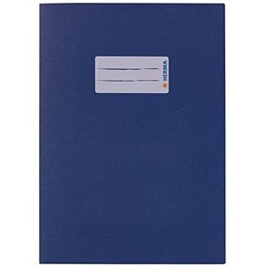 HERMA 5503 papieren notitieboekje DIN A5, boekhoes met tekstveld, van krachtig gerecycled papier en rijke kleuren, boekbeschermer voor schoolschriften, blauw