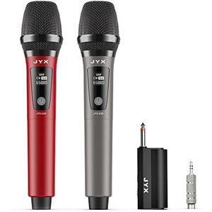 JYX Draadloze UHF-microfoon, 30 m, karaoke microfoon, draadloos, met ontvanger, dubbele microfoon voor PA karaoke installatie partybox mengpaneel versterker zang party