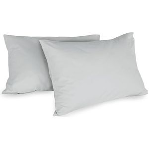Zer0bed, 1 paar kussenslopen van katoen, 52 x 80 cm, grijs, 2 stuks, effen, 100% katoen, bedkussen, envelopsluiting