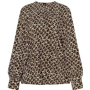 dulcey Dames blouse met lange mouwen 31229063-DU02, BRUIN BEIGE, S, bruin/beige, S