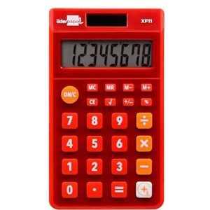 Liderpapel Calculator Xf11, 8 digitale zonne-energie en batterijen, rood, 115 x 65 x 8 mm