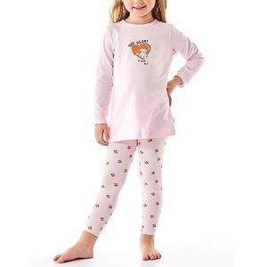 Schiesser Meisjespyjama nachthemd met leggings lang - 100% biologisch katoen - maat 92 tot 140, Roze 179947, 92 cm