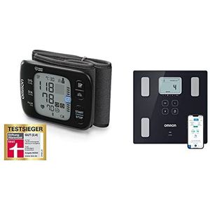OMRON VIVA – Slimme bluetooth weegschaal en lichaamscompositiemeter voor meting van lichaamsvet, lichaamsgewicht, visceraal vet & Omron RS7 Intelli IT automatische polsband 2 gebruiker (s)
