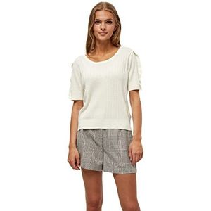 DESIRES Dames Geisha Rib Ruffle Blouse Pullover Sweater, Gardenia, XS