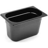 HENDI Gastronorm container zwart, temperatuurbestendig van -40° tot 110°C, met maatverdeling, vaatwasserbestendig, geur en smaakloos, 4L, polycarbonaat, GN 1/4, 265x162x(H)150mm, zwart