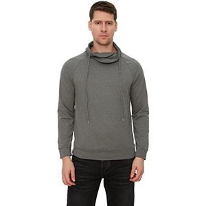 Trendyol Heren Anthracite Regular Fit Degaje Collar Long Sleeve Basic Sweatshirt, S