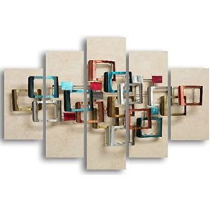 Homemania Wandbord, 5 stuks, geometrische motieven voor woonkamer, slaapkamer, MDF, 95 x 0,3 x 60 cm