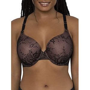 Smart & Sexy Women's T-Shirt Bra, Black Hue with Ballet Fever (Smooth Lace), 34DD