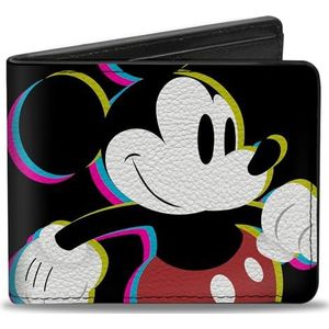 Buckle-Down heren Cmyk Mickey Mouse Walking Pose + Mickey Mouse Bi Fold portemonnee, veelkleurig, standaard maat US, veelkleurig, standaard maat, Meerkleurig