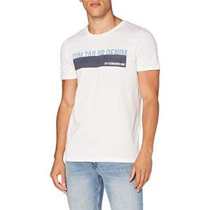 TOM TAILOR Denim Mannen T-shirt met print 1016303, 11186 - Blanc De Blanc White, XXL