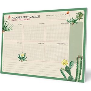 Kokonote A4 Weekplanner Botanical Cacti - Bureauplanner met 54 afscheurbare vellen - Tafelkalender - Italiaans