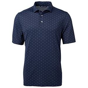 Cutter & Buck Men's Short Sleeve Virtue Eco Pique Tile Print Polo Shirt, Navy Blue, XL