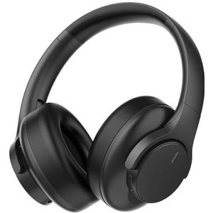 elzle Bluetooth over-ear hoofdtelefoon, 82 uur batterijduur, Bluetooth 5.4, geïntegreerde microfoon, inklapbaar en licht voor op reis, in de studio of op kantoor, zwart