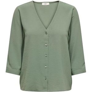 JDY Dames Hemd Blouse Lichtgewicht Crepe Shirt Trendy Top Bovenstuk JDYLION, Colour:Darkgreen, Size:44