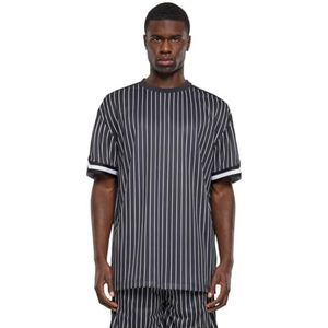 Urban Classics Heren T-Shirt Oversized Gestreept Mesh Tee Zwart/Wit 3XL, zwart/wit, 3XL