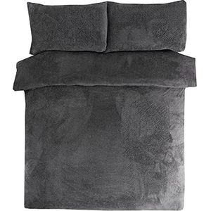 Sleepdown - Beddengoedset - Antracietgrijs - Fleece - 135 x 200 cm - Inclusief Kussenslopen 48 x 74 cm