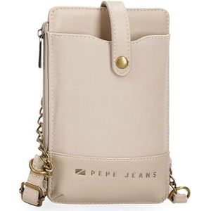 Pepe Jeans Morgan schoudertas voor mobiele telefoon, beige, 9,5 x 16,5 cm, polyester en PU van Joumma Bags, Beige, Eén maat, schoudertassen mobiele telefoon houder