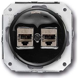 Fontini 31-706-27-2 dubbel stopcontact, 6-voudig, porselein, zwart