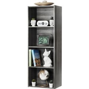 Iris Ohyama, Kledingkast met 4 planken / Houten bak met planken / Boekenkast / Bijzetkast, Modulair, Design, kantoor, woonkamer, slaapkamer - Basic Storage Shelf - CX-4 - Grijs Eiken