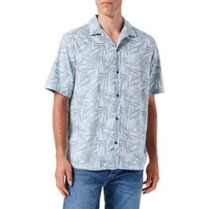 TOM TAILOR Uomini Resort overhemd met print 1031054, 29637 - Mint Navy Big Leaf Design, M