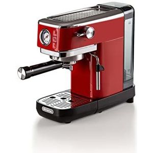 Ariete 1381 koffiezetapparaat met manometer, compatibel met koffiepoeder en ESE-pads, 1300 W, inhoud 1,1 l, 15 bar druk, filter ½ kopjes, cappuccino-apparaat, rood