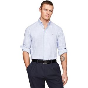 Tommy Hilfiger Heren Cl Str Business Check Rf Shirt Jurk Shirts, Blauw, 46W, Optic White/Ultra Blue/Multi, 50