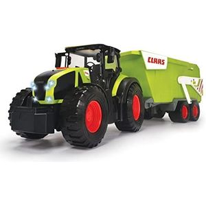 Dickie Toys - Claas tractor met aanhanger (64 cm) - grote speelgoedtrekker met vrijloopmechanisme voor kinderen vanaf 3 jaar, boerderijvoertuig met licht en geluid en vele functies