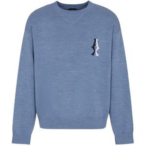 Armani Exchange Heren The Grid, Sustainable, Jacquard Logo Pullover Sweater Sweater, stone, S