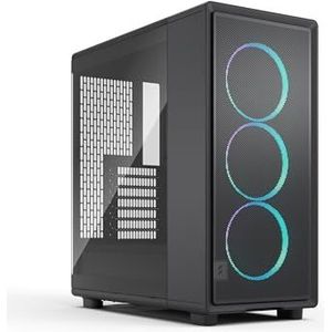 Fractal Design Epoch Zwart RGB – Licht getint gehard glazen zijpaneel – Gaming-pc-behuizing – Mesh-frontpaneel – Drie Momentum 12 RGB-ventilatoren inbegrepen – Ondersteuning voor ATX/mATX/ITX