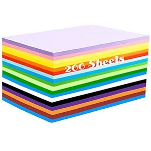 200 vellen gekleurd papier, A4 Origami-papier dubbelzijdig voor kunst- en knutselactiviteiten voor kinderen (70 g/m²), 20 kleuren knutselpapier, 297 mm x 210 mm