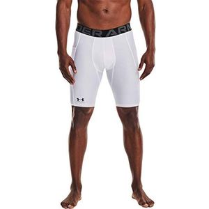 Under Armour HeatGear lange shorts voor heren, Wit (100)/Zwart, XS